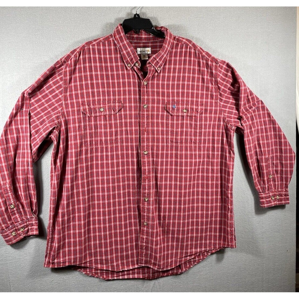 Vintage Carhartt 3XL Shirt Red Plaid Longsleeve